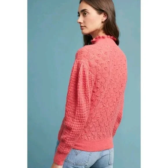 Anthropologie Knitted & Knotted Wool Blend Puffed Turtleneck Sweater Size XS - Picture 2 of 8